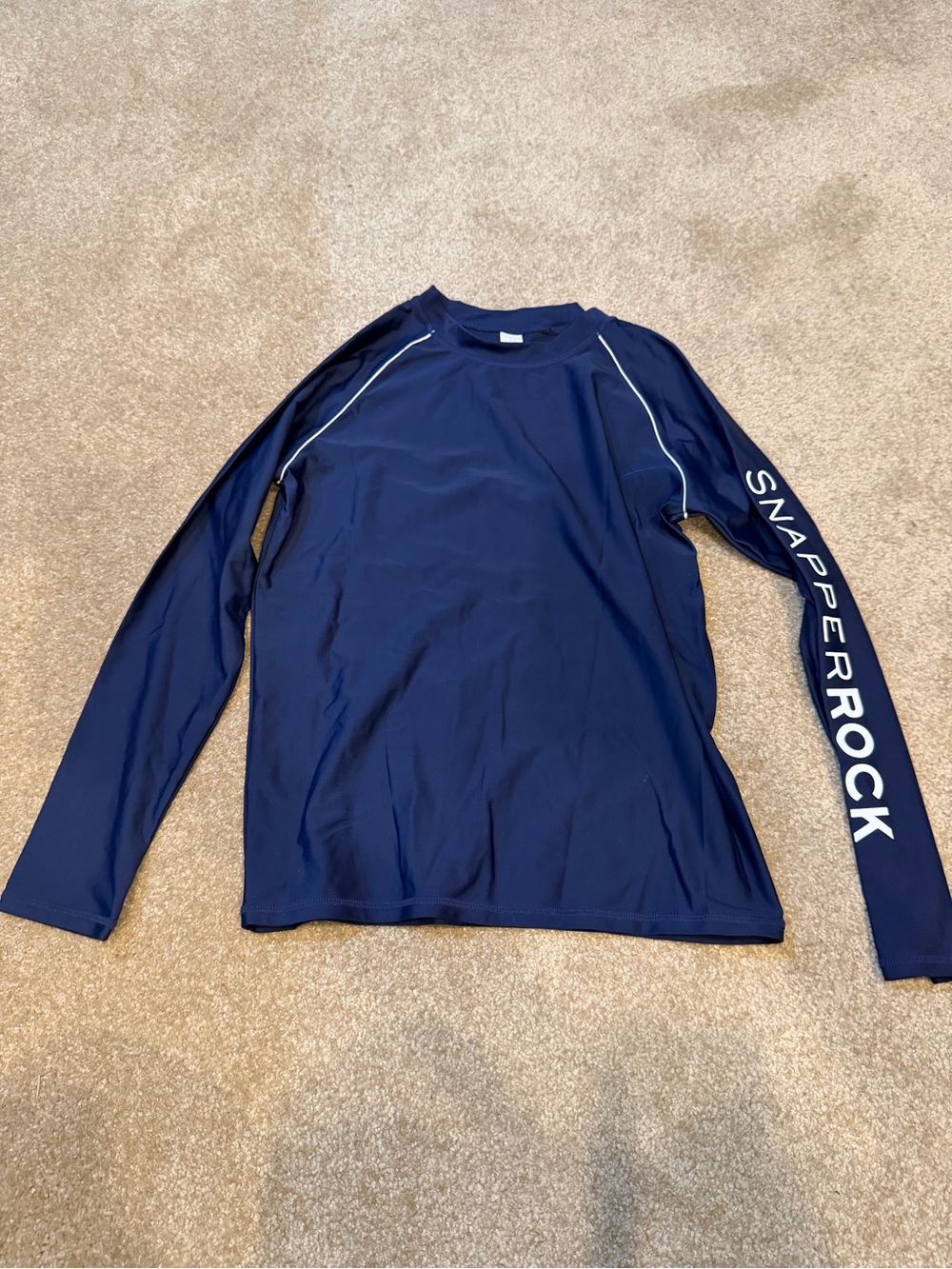 Snapper Rock Kid’s Navy Long Sleeve Rash Guard with White Logo Size 12